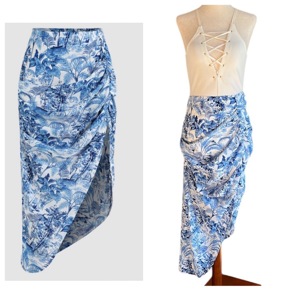Cider LANDSCAPE PAINTING RUCHED SKIRT